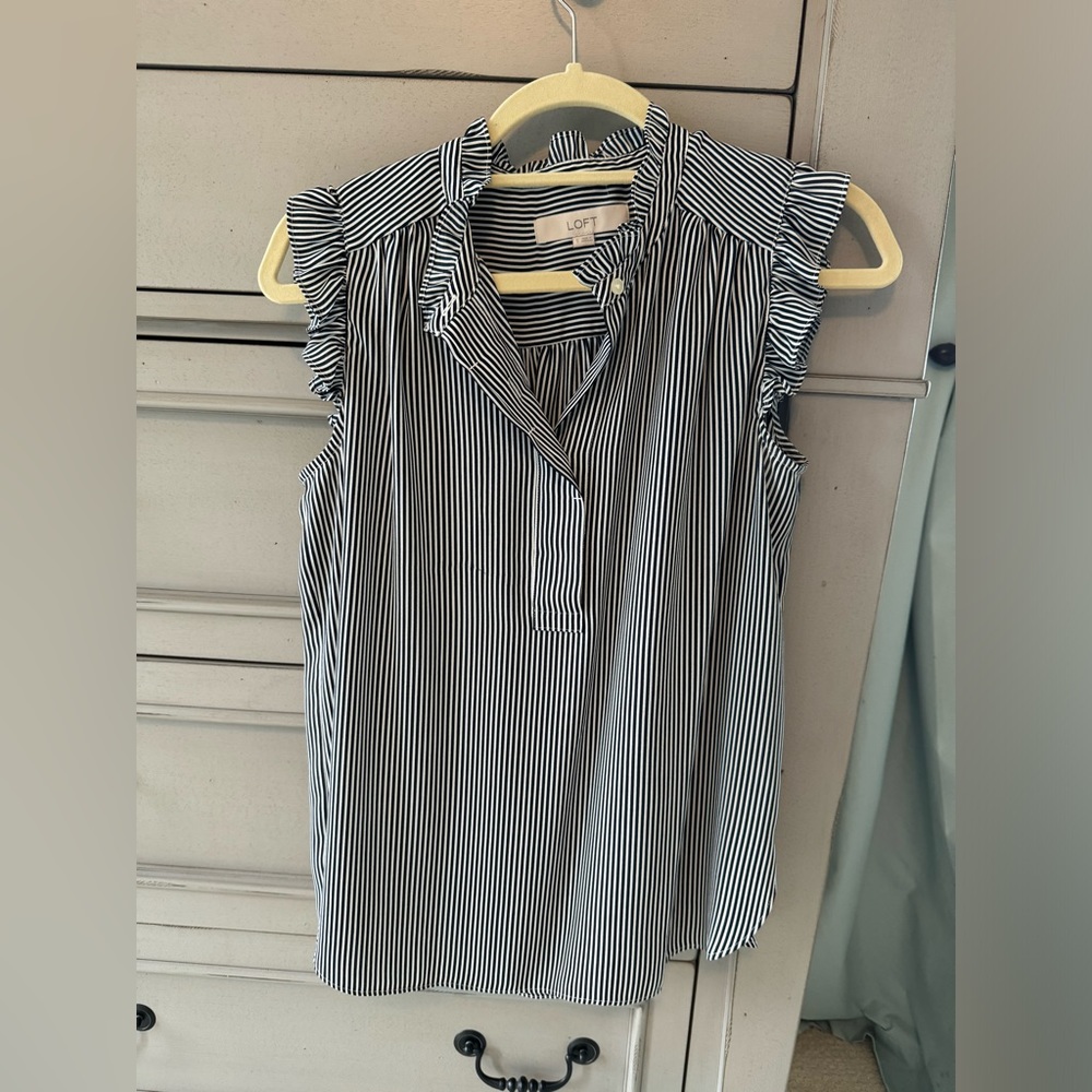 Loft S Sleeveless Striped Blouse